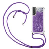 Lunso - Backcover hoes met koord - Samsung Galaxy S21 Plus - Glitter Paars