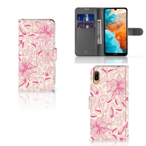 Huawei Y6 (2019) Hoesje Pink Flowers