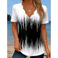 Dames T-shirt Afdrukken Dagelijks Weekend Modieus Korte mouw V-hals Zwart Zomer Lightinthebox