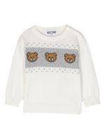 Moschino Kids pull en maille intarsia à imprimé ourson - Blanc