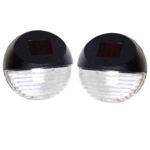 2x Solar LED verlichting voor huis/muur/schutting wandlamp 11 cm zwart