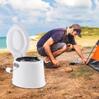 Draagbaar Reis Toiletpotje Lichtgewicht Buiten Toilet met Uitneembare Binnenemmer Uitneembare Houder voor Toiletpapier Wit/Grijs