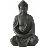 Boeddha beeld Zen - binnen/buiten - kunststeen - antiek donkergrijs - 26 x 17 x 40 cm