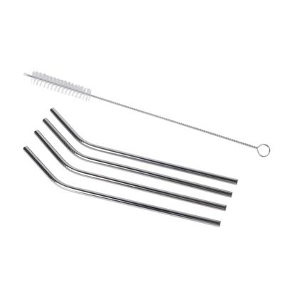 Drinkrietjes - 4x - RVS - gebogen - incl. borstel - metalen rietjes - herbruikbaar