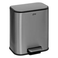 Prullenbak/pedaalemmer Norvik - mat zilver - rvs metaal - 5 liter - 24 x 20 x 28 cm - badkamer