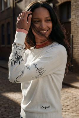 Trui met mouwen met lettering - WHITE - S