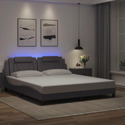 Bedframe met LED-verlichting kunstleer grijs 180x200 cm