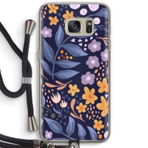 Flowers with blue leaves: Samsung Galaxy S7 Transparant Hoesje met koord