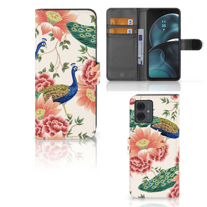 Telefoonhoesje met Pasjes voor Motorola Moto G14 Pink Peacock