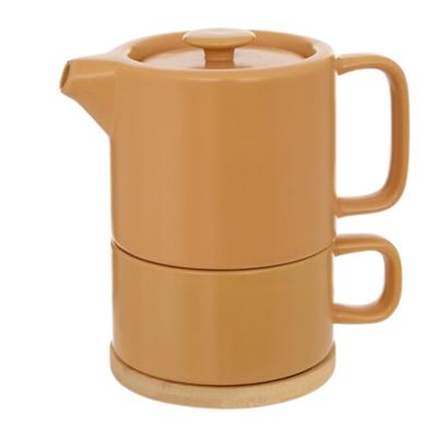 Secret de Gourmet Theepot Penang - Keramiek - met kopje - oker - 10 x 15 cm