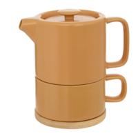 Secret de Gourmet Theepot Penang - Keramiek - met kopje - oker - 10 x 15 cm