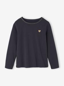 T-shirt Basics met hartjes en pailletten en lange mouwen antraciet