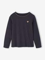T-shirt Basics met hartjes en pailletten en lange mouwen antraciet