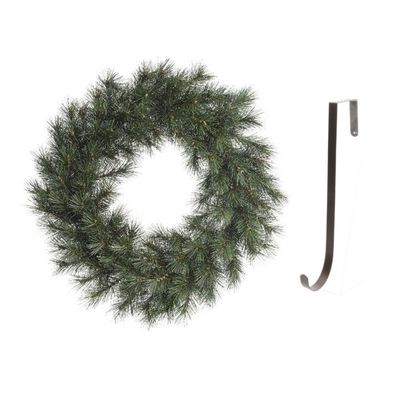 Groene kerstkrans 60 cm Malmo met ijzeren hanger