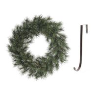 Groene kerstkrans 60 cm Malmo met ijzeren hanger