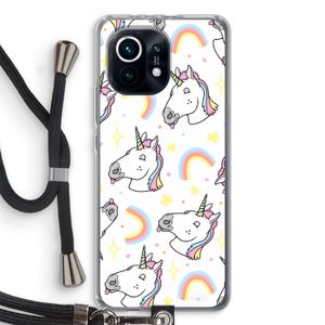 Rainbow Unicorn: Xiaomi Mi 11 Transparant Hoesje met koord