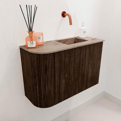 Toiletmeubel Mondiaz Joya Dlux | 61.6 cm | Meubelkleur Walnut | Faye wastafel Arena Wasbak Rechts | Zonder kraangat(en)