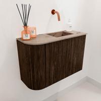 Toiletmeubel Mondiaz Joya Dlux | 61.6 cm | Meubelkleur Walnut | Faye wastafel Arena Wasbak Rechts | Zonder kraangat(en) Toiletmeubel Mondiaz Joya Dlux | 61.6 cm | Meubelkleur Walnut | Faye wastafel Arena Wasbak Rechts | Zonder kraangat(en)