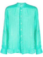 120% Lino chemise en lin à col mao - Vert