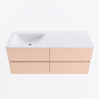 MONDIAZ VICA 120cm badmeubel onderkast Rosee 4 lades. Wastafel CLOUD links 1 kraangat, kleur Talc.