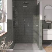 Saqu Parro Douchedeur 120x210 cm Geborsteld Grijs Helder Glas