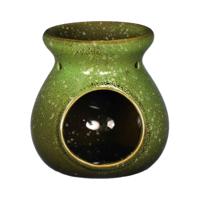 Geurbrander voor amberblokjes/geurolie Vesuvius - keramiek - groen - D10 x H10 cm