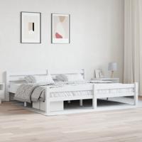 Bedframe massief grenenhout wit 200x200 cm