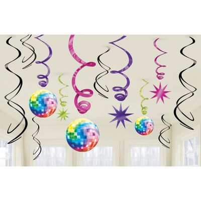 Hangdecoratie Swirls 70&apos;s Disco (12st)