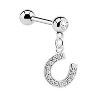 Jeweled Barbell with Charm Chirurgisch staal 316L / Belegde messing Barbells