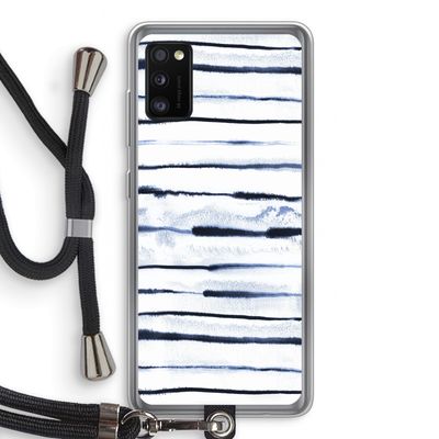 Ink Stripes: Samsung Galaxy A41 Transparant Hoesje met koord