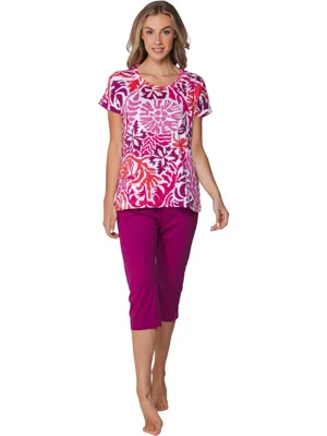 Pastunette dames capri pyjama - Shortama - Paradise pink