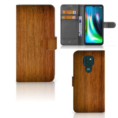 Motorola Moto G9 Play | E7 Plus | Book Style Case | Donker Hout