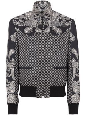 Balmain veste bomber zippée à imprimé graphique - Noir