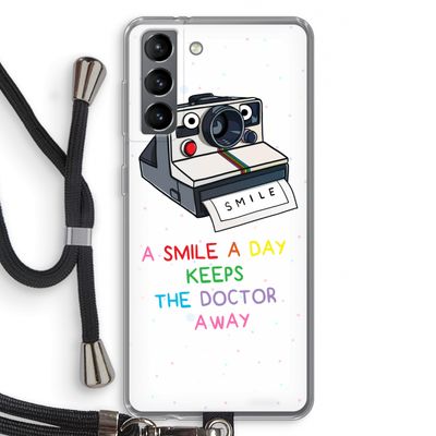 Smile: Samsung Galaxy S21 Transparant Hoesje met koord