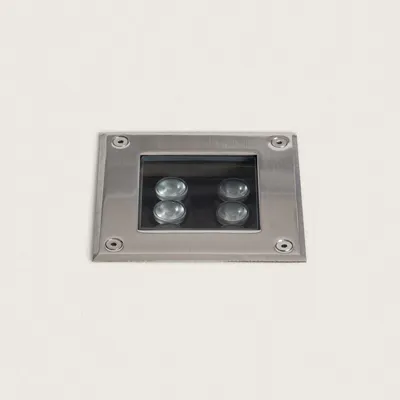 Grondspot vierkant zilver 6W Topia led warm wit inbouwdiameter 11.6 cm 230V