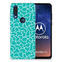 Motorola One Vision Hoesje maken Cracks Blue - thumbnail