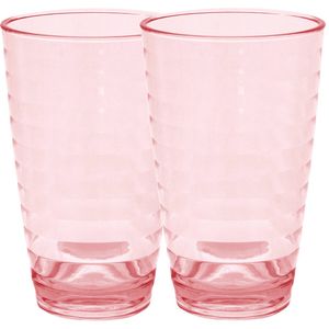 Set van 2x stuks onbreekbare kunststof camping drinkglazen rood 400 ml - Drinkglazen