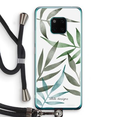 Tropical watercolor leaves: Huawei Mate 20 Pro Transparant Hoesje met koord