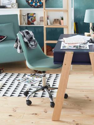 Kinderbureaustoel op wieltjes blauw