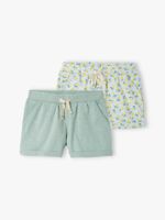 Set van 2 jersey shorts voor meisjes blauwgroen - thumbnail