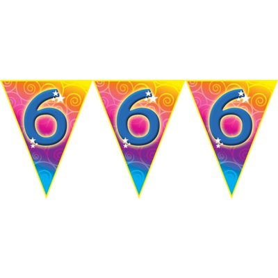 Verjaardag thema 6 jaar geworden feest vlaggenlijn van 5 meter