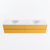 MONDIAZ VICA 200cm badmeubel onderkast Ocher 4 lades. Wastafel MOON dubbel 2 kraangaten, kleur Talc.