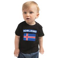 Iceland t-shirt met vlag IJsland zwart voor babys - thumbnail