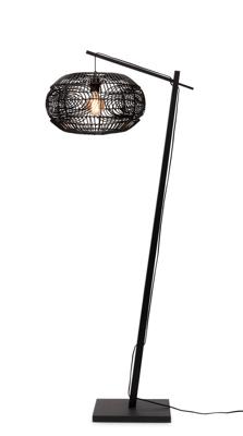 Vloerlamp Madeira - Bamboe/Rotan Zwart - 74x48x176cm