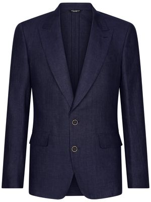 Dolce & Gabbana blazer en lin Sicilia à simple boutonnage - Bleu