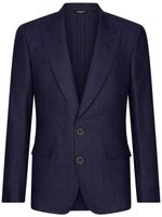 Dolce & Gabbana blazer en lin Sicilia à simple boutonnage - Bleu - thumbnail