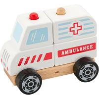 VIGA houten stapelbare ambulance speelgoed, ambulance, afm 13x10x8 cm, 1 stuk