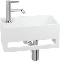 Saqu Tenno fonteinset met chromen kraan hendel links solid surface mat wit