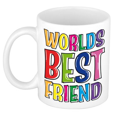 Cadeau mok / beker - Worlds Best Friend - regenboog - 300 ml - voor vriend of vriendin Cadeau mok / beker - Worlds Best Friend - regenboog - 300 ml - voor vriend of vriendin