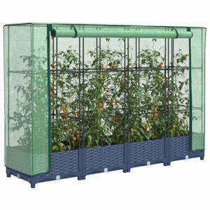 Plantenbak verhoogd met kashoes 160x40x123 cm rattanlook
